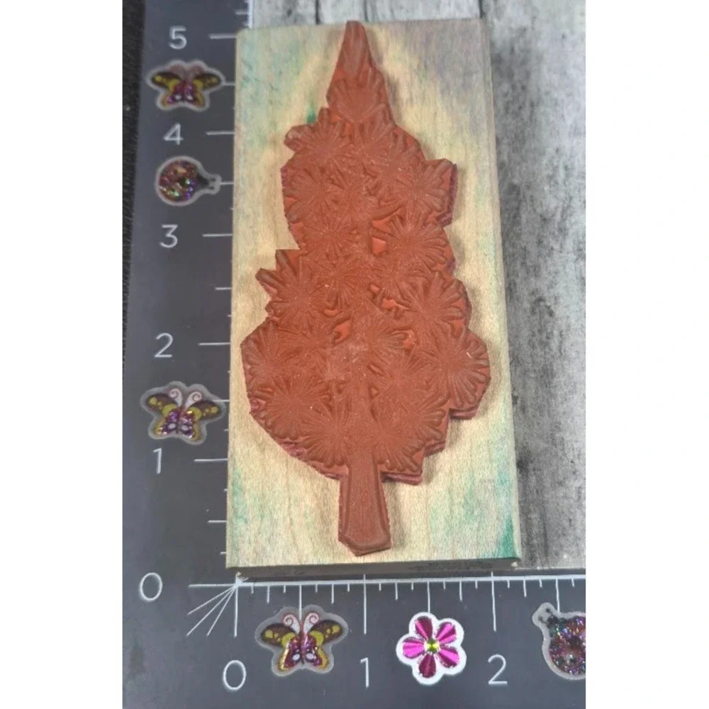 G Rated Pine Tree Detailed Rubber Stamp Wood #D108